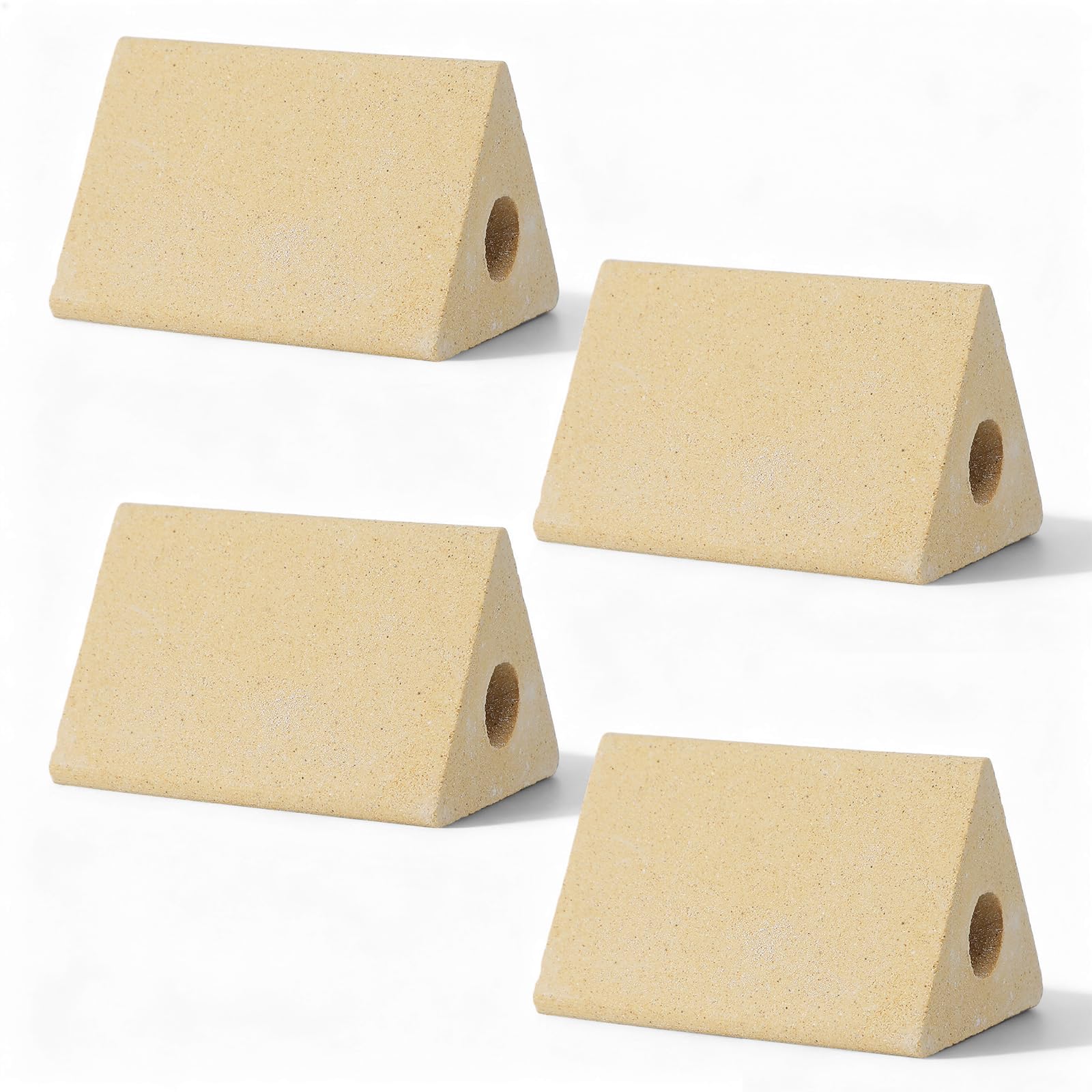 Tuanse 4 Pack 4" Tall x 1.4" Wide Triangle Kiln Posts High Alumina Kiln Shelf Long Ceramic Shelf Supports for High Temperature Kilns Sturdy Firing Posts