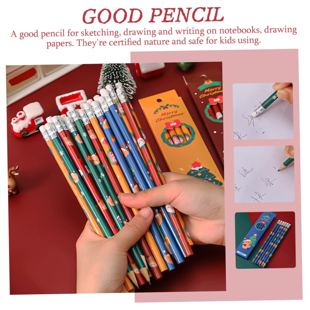 4 Sätze Weihnachts Bleistiftspitzer Elektrischer Schulbleistift Bleistifte Für Weihnachten Gelmarker Bleistift Zum Prüfen LED Topper Bleistifte Für Hb Skizzenbleistift Stück * 4
