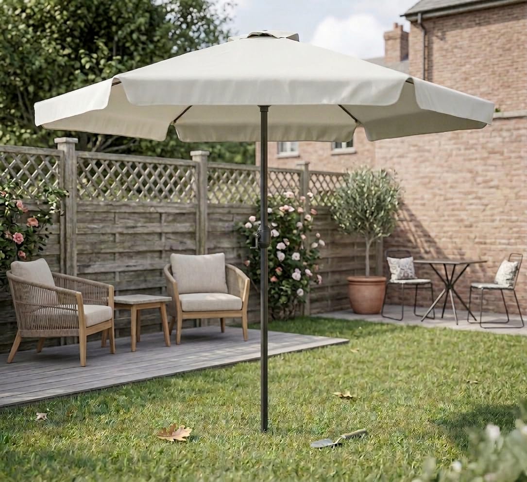 Aremar - Sombrilla Terraza Exterior Grande Octogonal 3 Metros de Diámetro, Sombrilla Jardín Grande 244 x 300 cm. Tela Poliéster 150gr/m2, Aluminio, Protección Solar UV50+