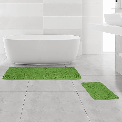Miniatura 340 de Yeaban Alfombras de baño gris oscuro – Gruesas alfombras de baño de chenilla | Alfombras de baño absorbentes y lavables antideslizantes, alfombras