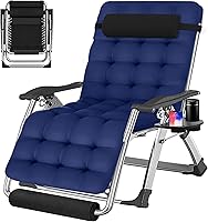 Vista 11 de ABORON Silla de gravedad cero mejorada con cojín para reposabrazos, sillas plegables de lona de primera calidad para exteriores, sillas de patio