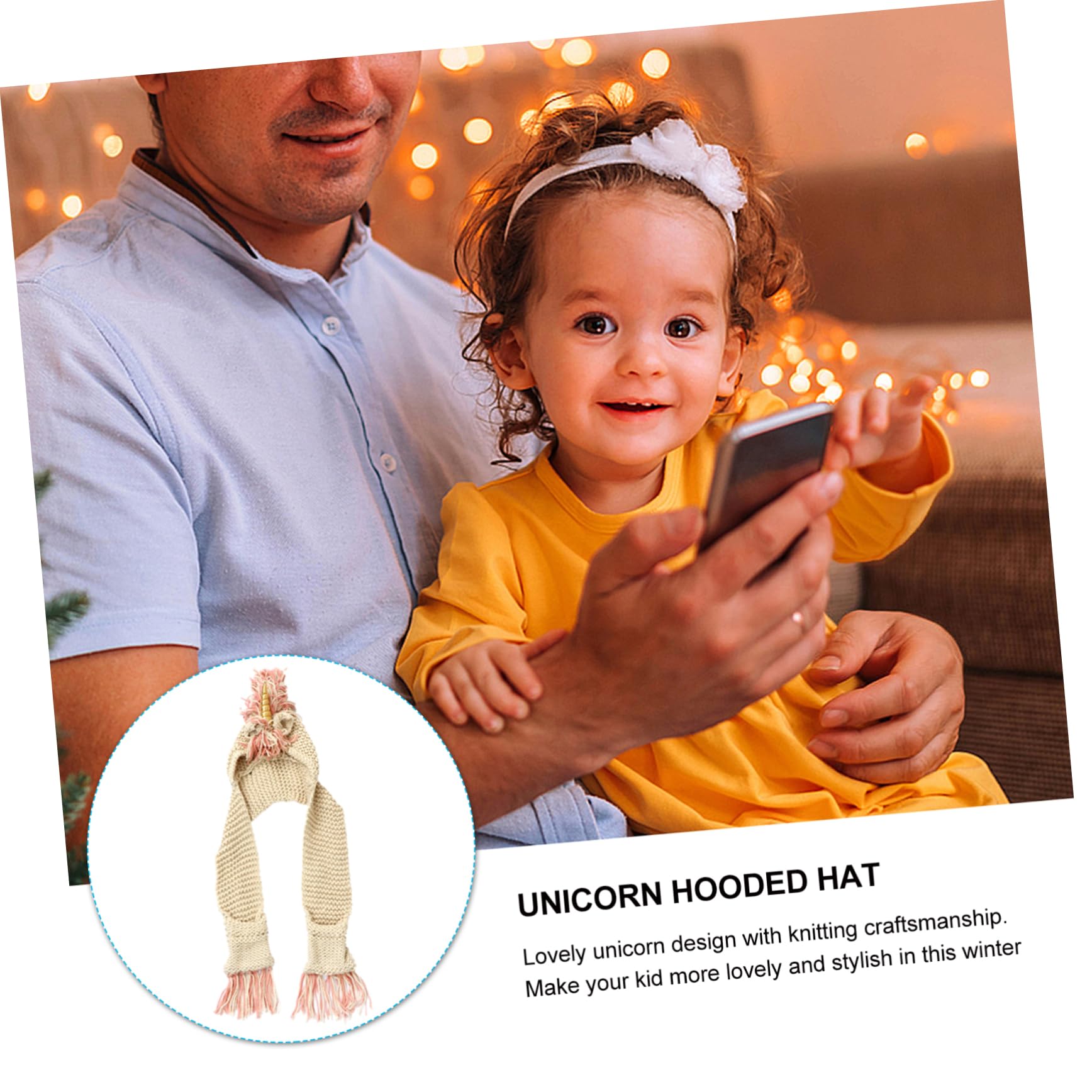 Holibanna 1pieza Bufanda Capucha De Unicornio para Niño Niña Gorro De Cálido y Cómodo para Invierno rol