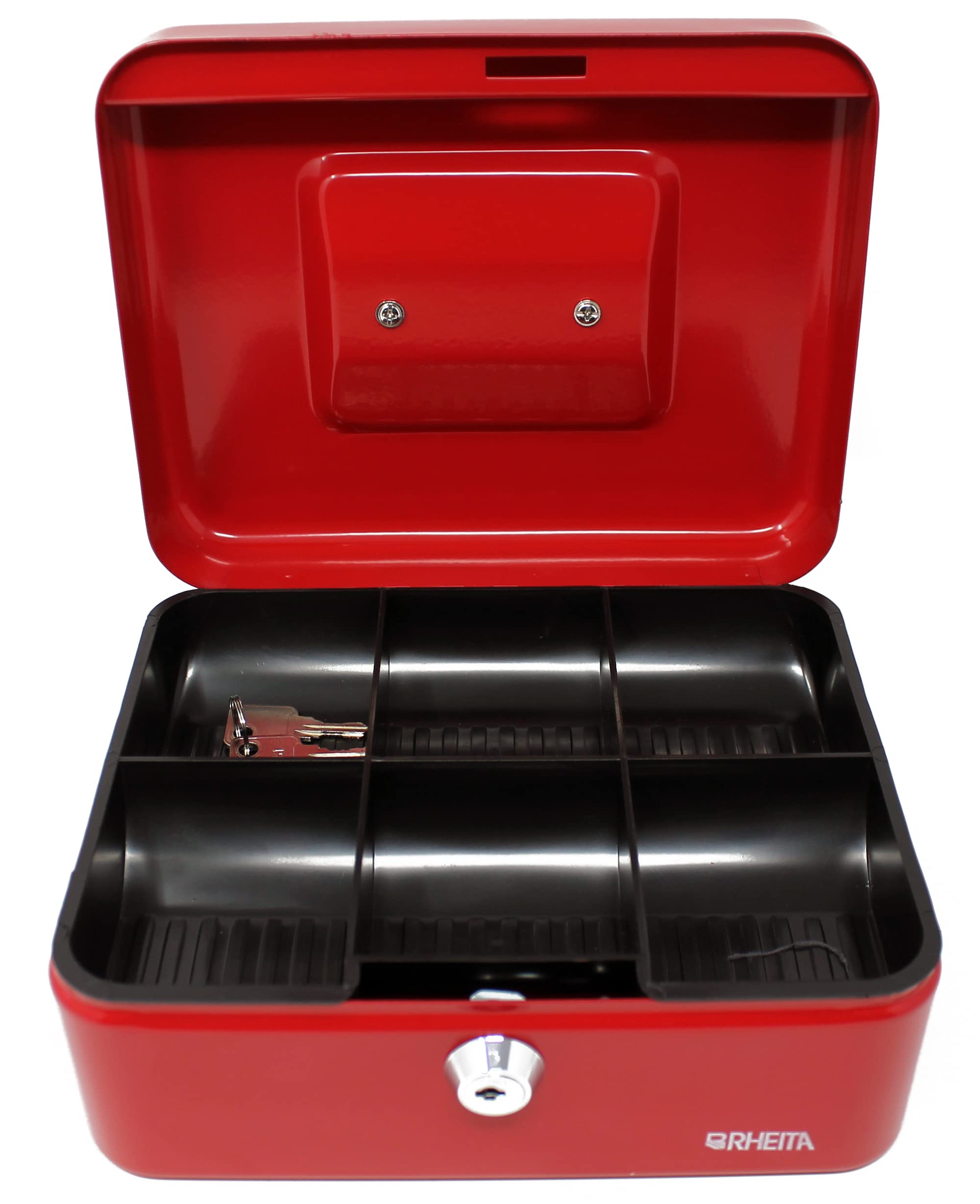 Rheita 752-3RT - Cassetta portavalori in metallo con inserto in plastica, rosso, rosso