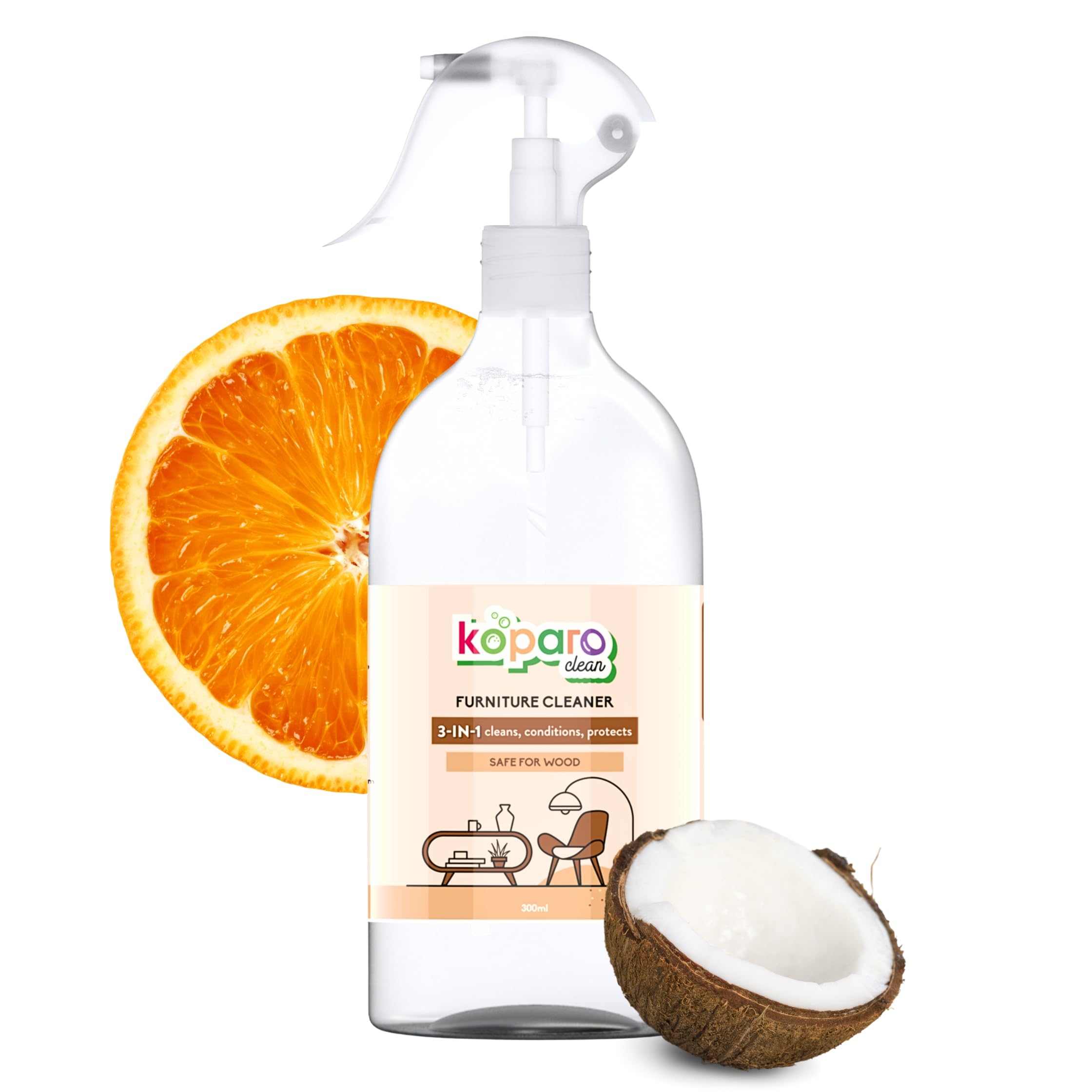 Koparo Natural Furniture Cleaner & Conditioner Spray | 300 ml | 3-in-1 Clean, Condition & Protect Wooden Items | Plant Based | Biodegradable, Non-Toxic & Eco-Friendly | Kids, Pet Safe, Skin Friendly-picture-49