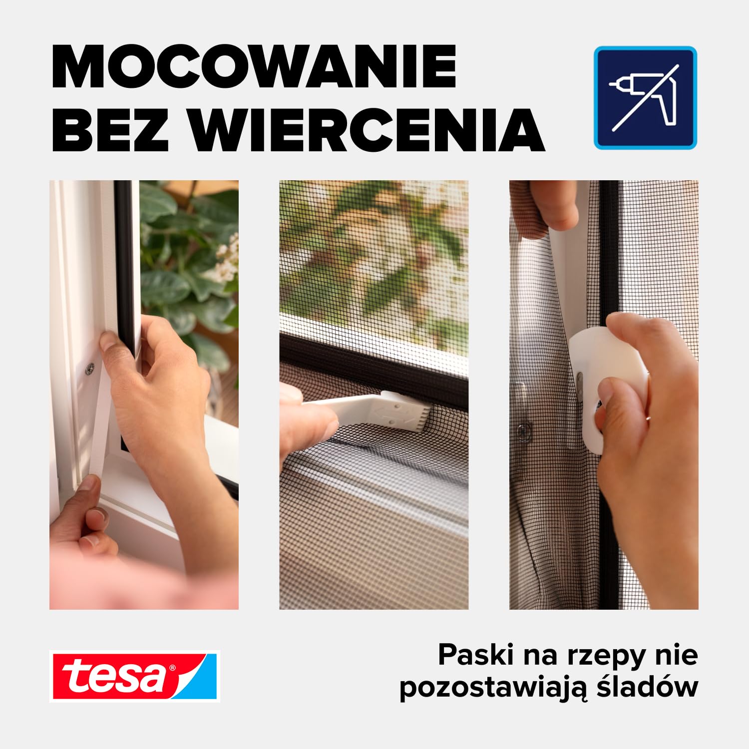 tesa INSECT STOP H&L Fly Screen Premium for Windows - siatka z taśmą rzepową, łatwe zdejmowanie, bez wiercenia, antracyt - 3x 125 x 245 cm