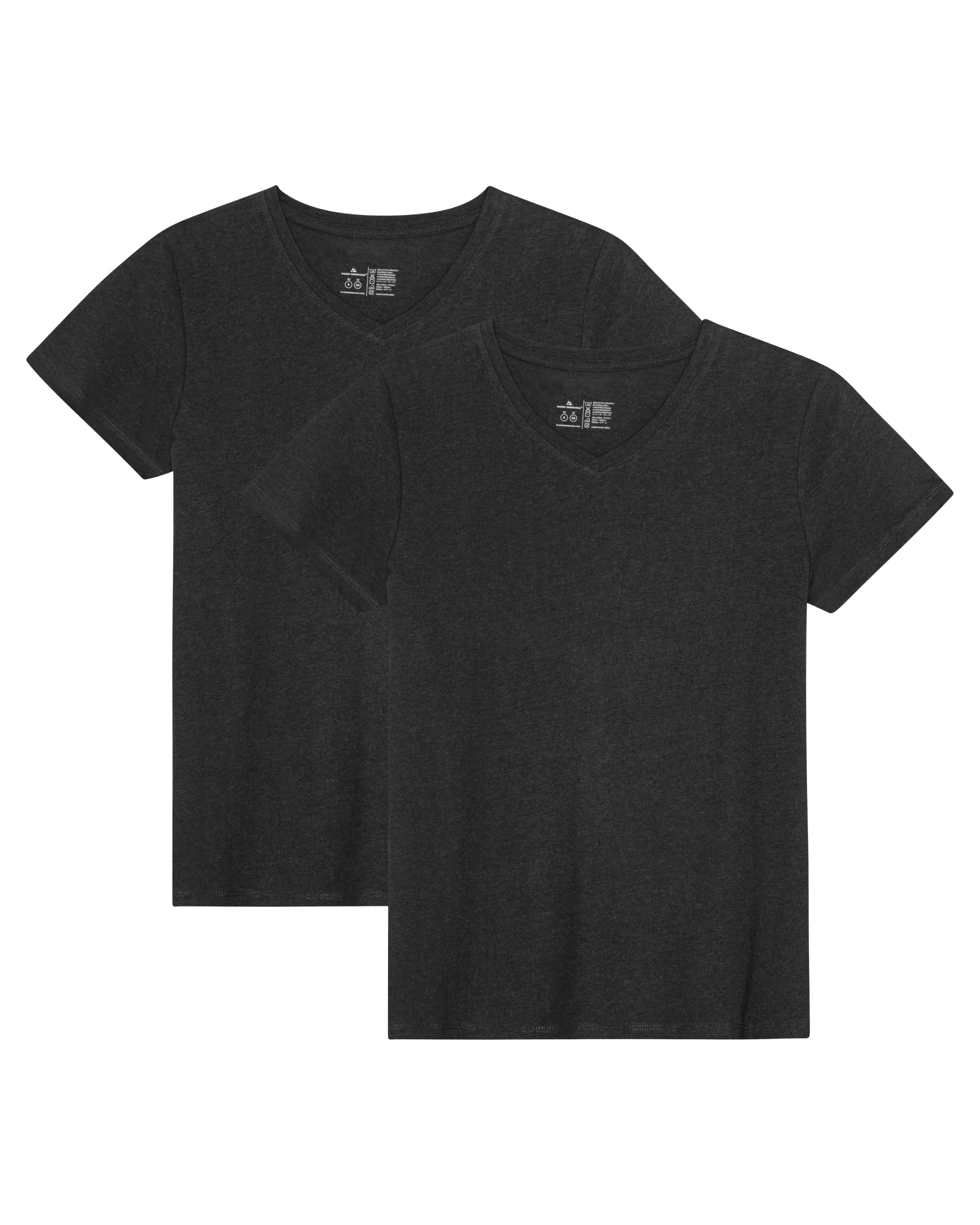 DANISH ENDURANCE Kurzarm Tshirt Damen aus Modal & Bio-Baumwolle, Rundhals- oder V-Ausschnitt, Atmungsaktiv & Stretch, 1er oder 2er Pack