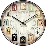 European Style Silent Non-Ticking Round Classic Clock Retro Quartz Decorative Battery Operated Wall Horloge pour salon cuisine Maison Bureau 14 de pouce