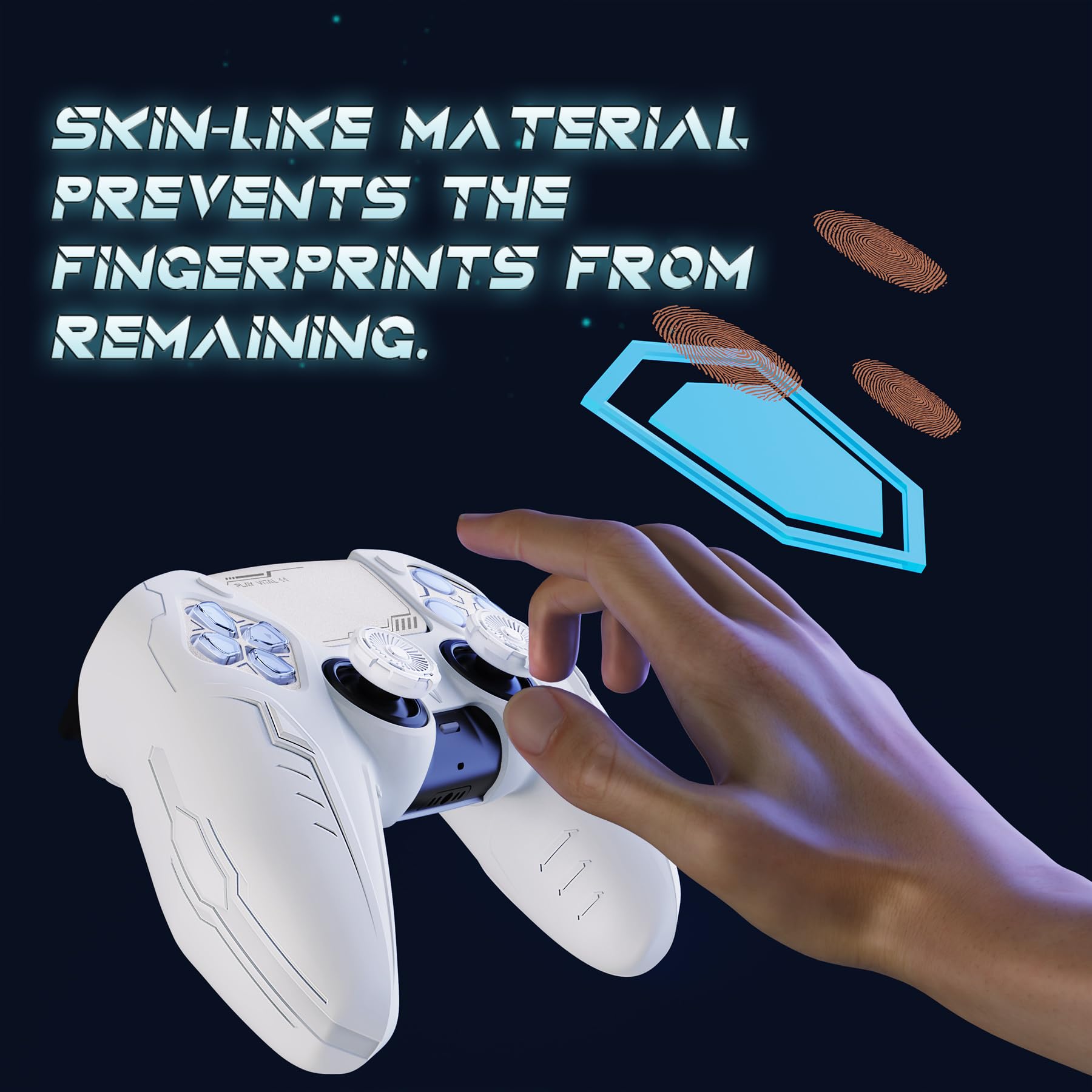 playvital 2 Cover per ps5 Controller,Joystick Custodia Silicone Protettiva Antiscivolo&Copri Analogici&Adesivi Touchpad,Compatibile con Base di Ricarica,CyberMech-Bianco