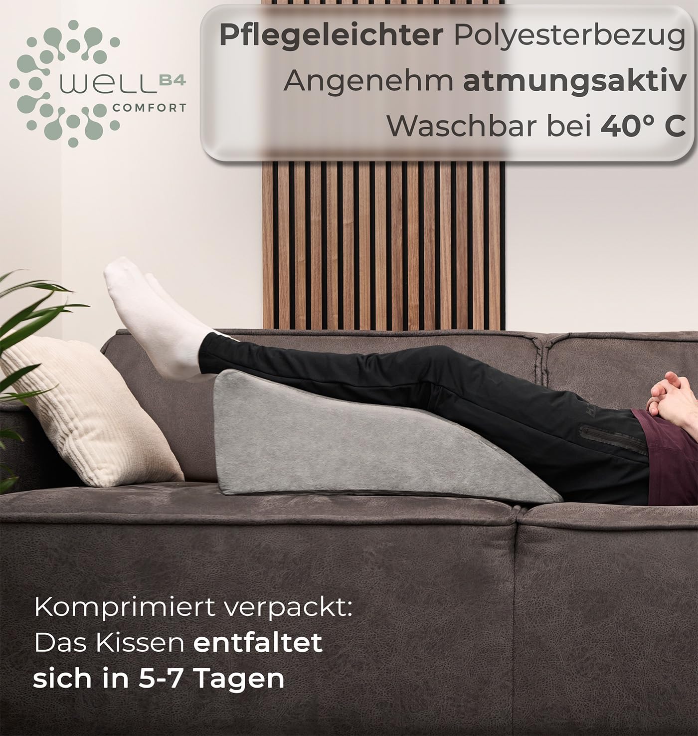 Ergonomisches Venenkissen Beinhochlagerungskissen Keilkissen Stützkissen für Beine & Knie