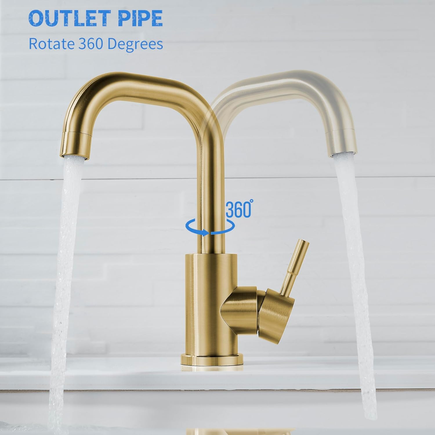 Brushed Gold Stainless Steel Single Handle Bathroom Faucet
