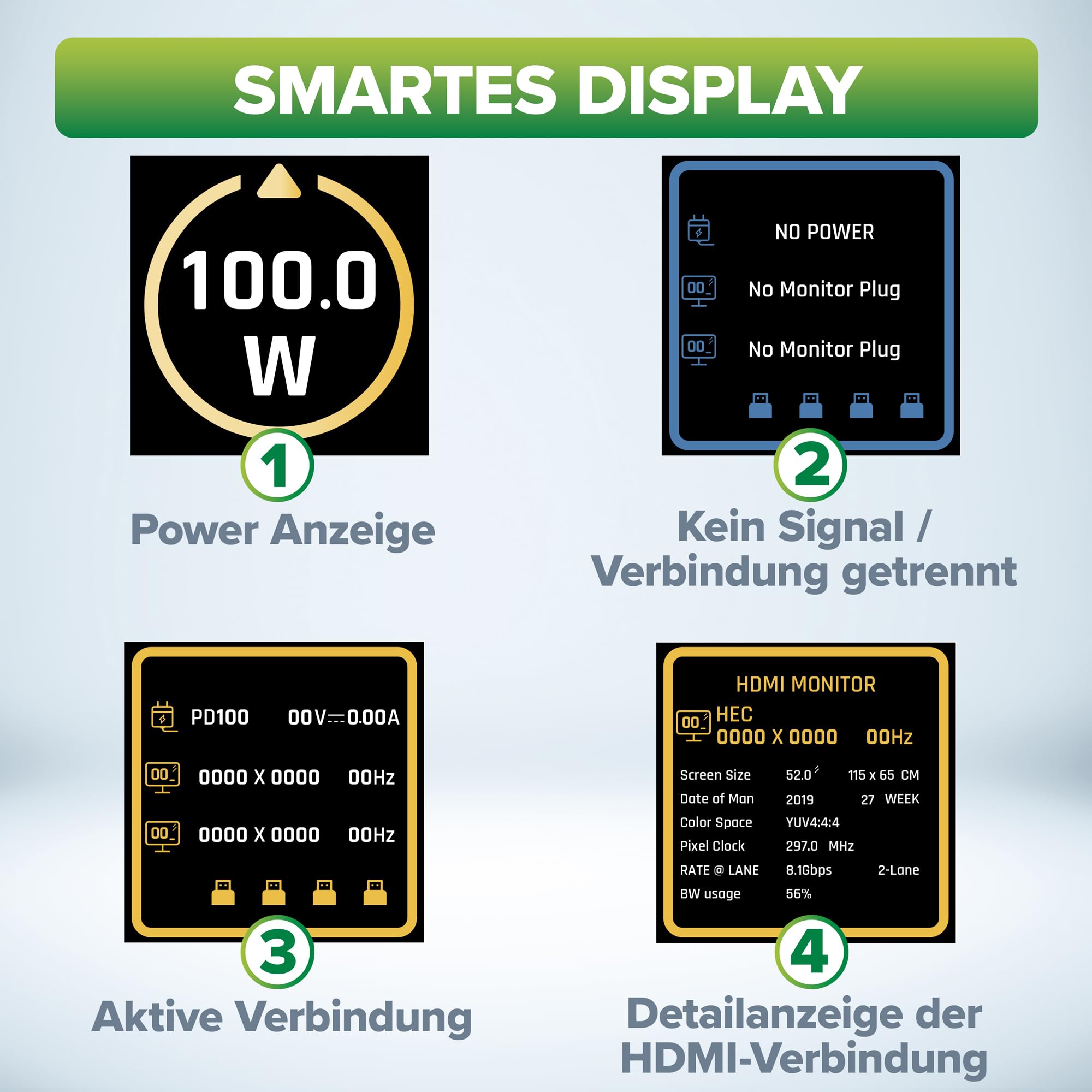 Inline Koncentrator USB 3.2 Gen.2 z 3 x USB-C, 2 x USB-A, HDMI 4K, PD 100 W, wyświetlacz, szybki transfer danych, kompatybilny z Windows macOS Linux, 35392D