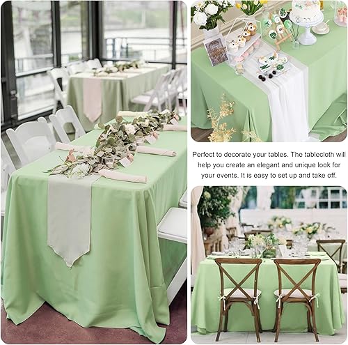 Miniatura 5 de JALANCY Paquete de 4 manteles cuadrados de 52 x 52 pulgadas, color verde salvia, tela lavable, de poliéster, para comedor, fiestas de bufé, picnic,