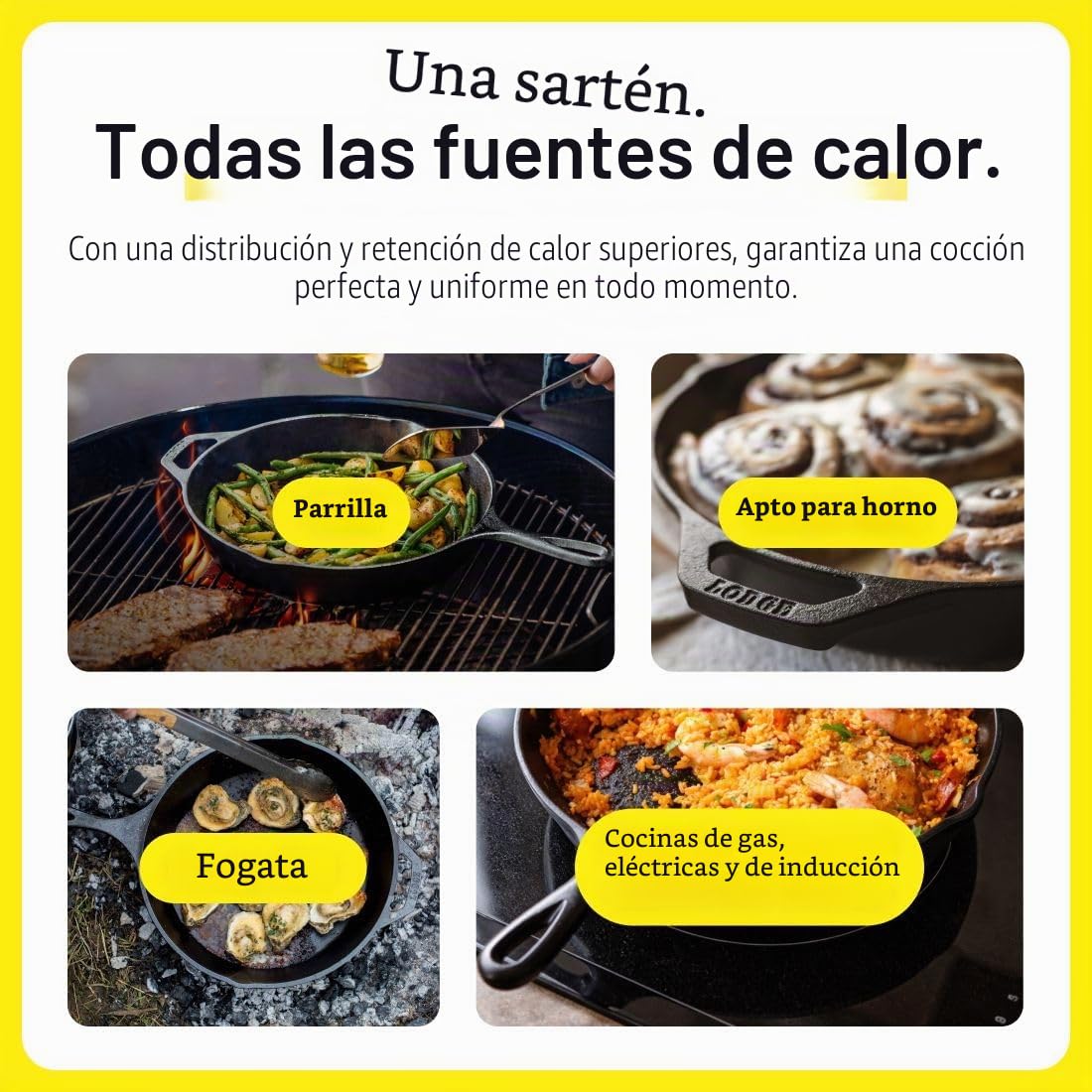 Lodge Juego de sartenes de hierro fundido presazonadas, el juego incluye sartén de 8 pulgadas, sartén de 10.25 pulgadas y sartén de 12 pulgadas, 3 piezas