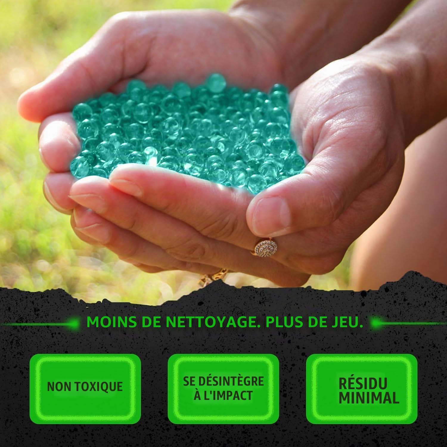 Gel Blaster 50.000 Gellets Munition, Bleu-Vert - Non Toxique, 14 Ans+ | Compatible avec tous les modèles Gel Blaster, non toxique, à base d'eau, ne tache pas, dès 14 ans.