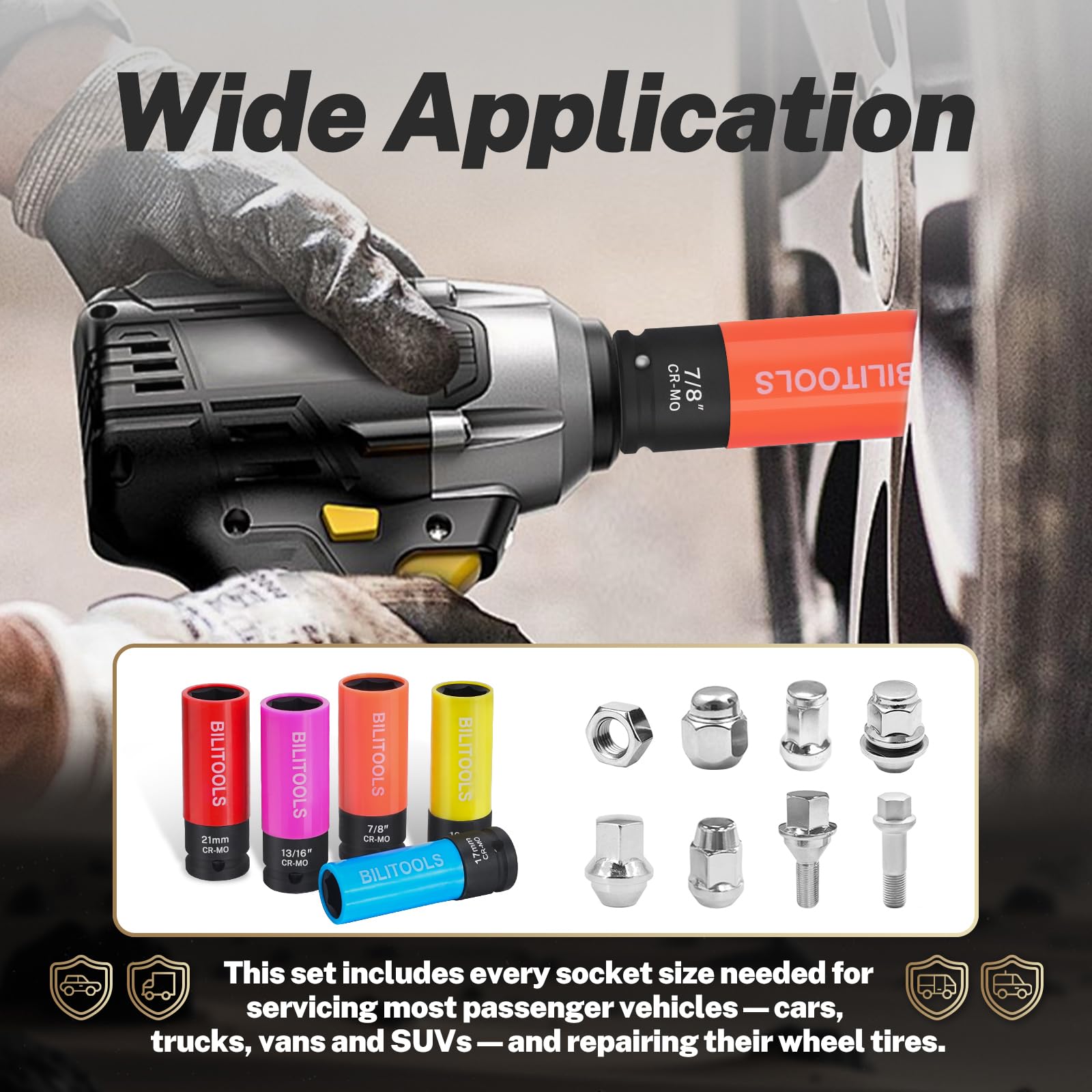 Tire Impact Driver Lug Nut Socket Tire Battery Powered Impact