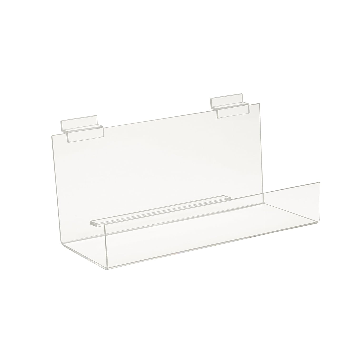 Econoco Slatwall Book Shelf, 12 Inch Length x 4 Inch Depth with Two Inch Front Lip, White