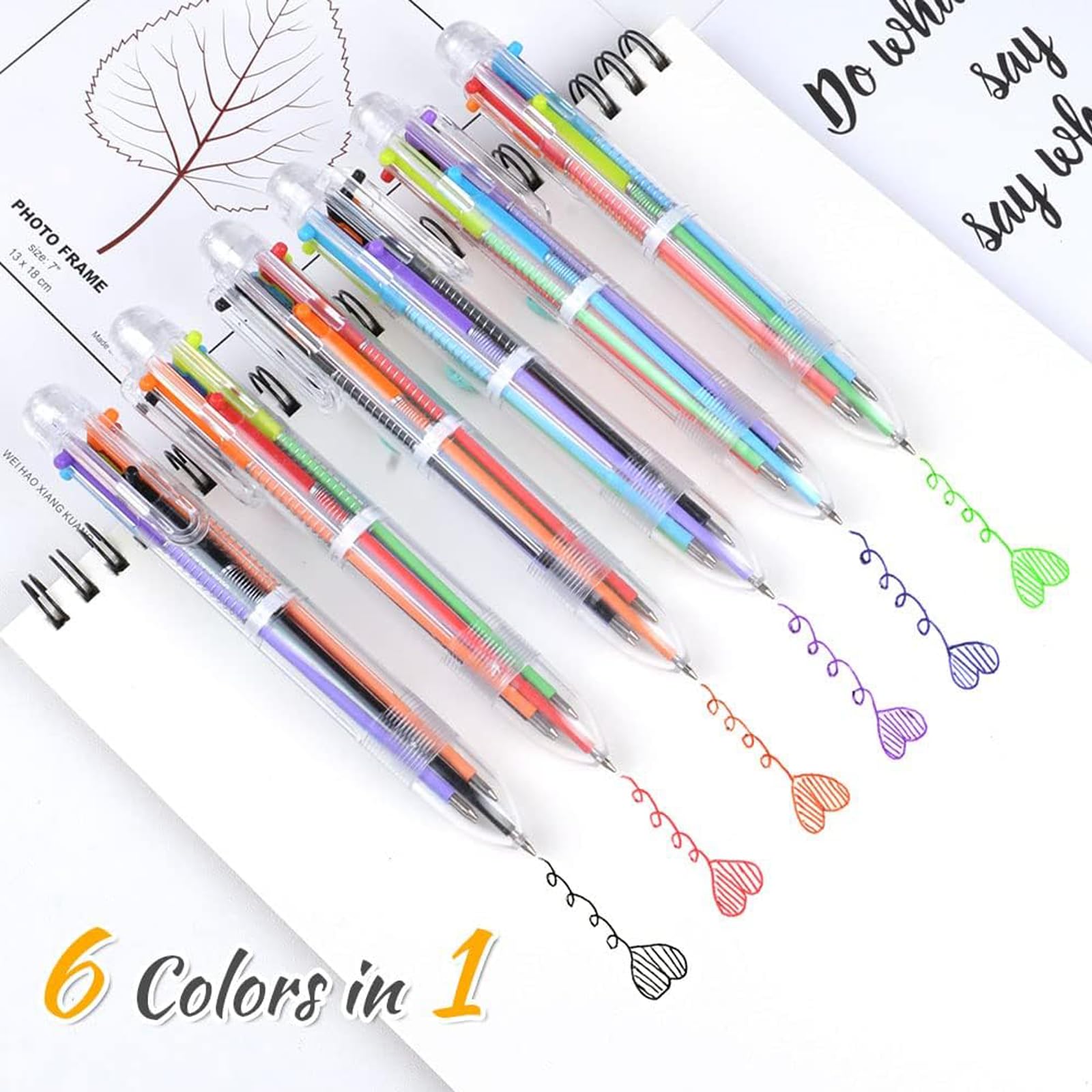 Lot De 12 Stylos Multicolores 6 En 1 - Stylo Rétractable Transparent - 6 Couleurs Par Stylo - Pour Bureau, école