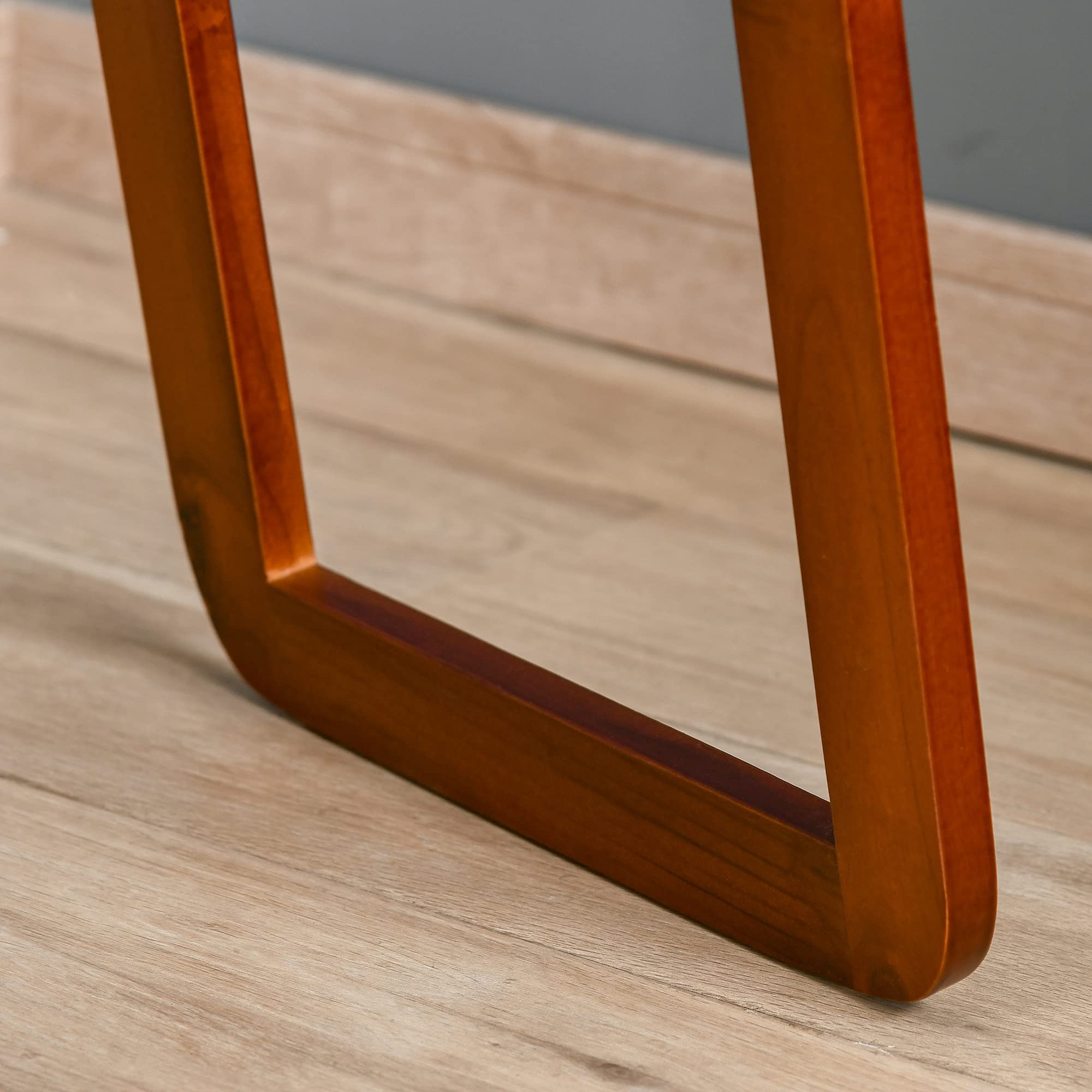 HOMCOM Specchio da Terra e da Parete con Struttura in Legno, Supporto Pieghevole con Cerniera, 37x43x156cm, Noce Chiaro