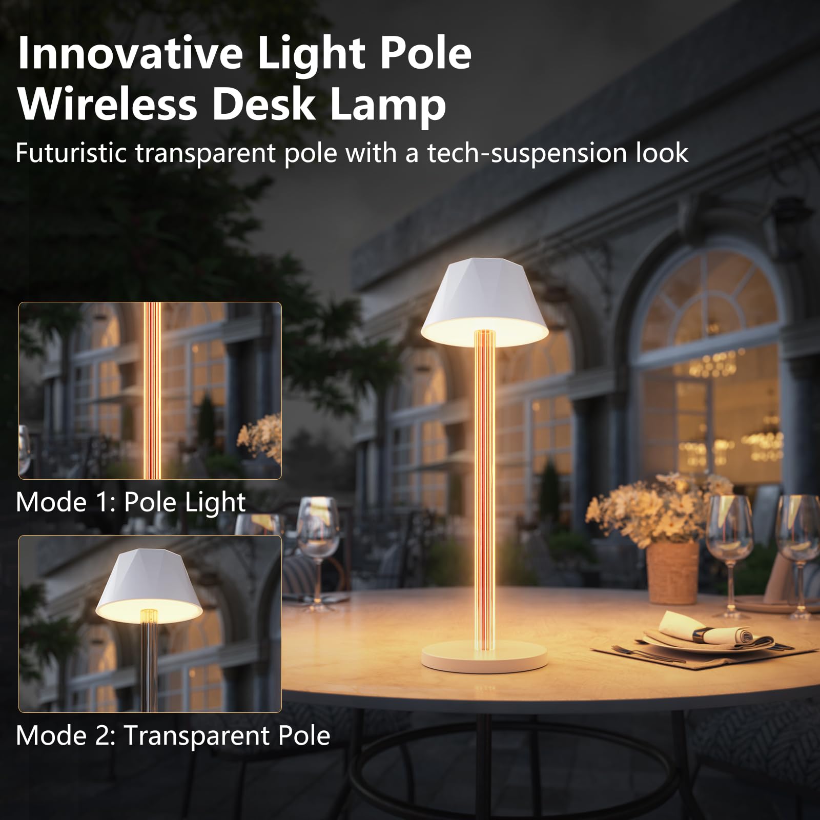 Coollamp Rechargeable LED Table Lamp, Cordless Desk Lamp with Touch Control, 3 Color Temperatures, Dimmable, 6000mAh Battery - Image 4