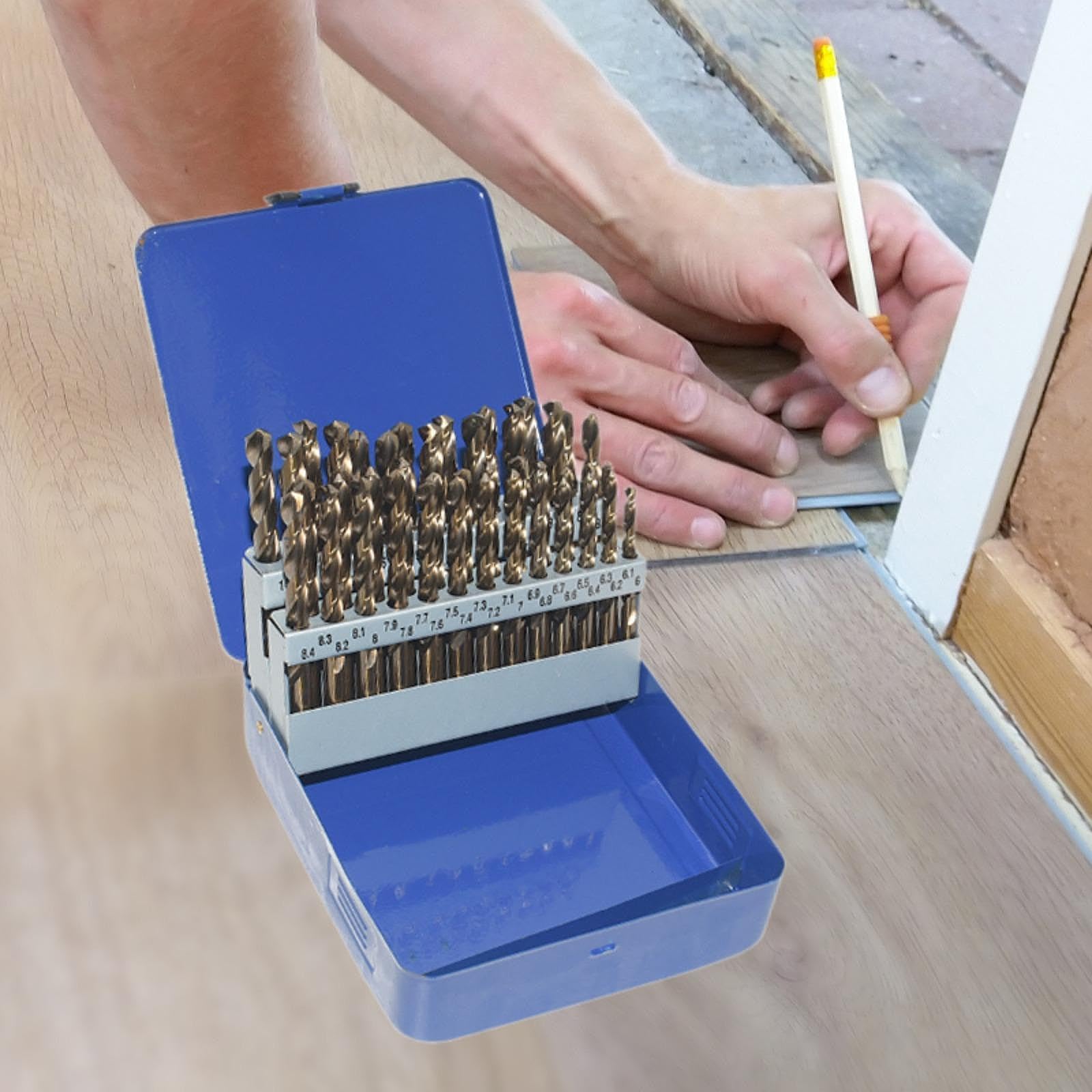 41 Brocas Helicoidales con Estuche de Almacenamiento, Accesorios de Acero de Alta Velocidad, Vástago Recto Helicoidal para Cobre, Carpintero Y Metal E