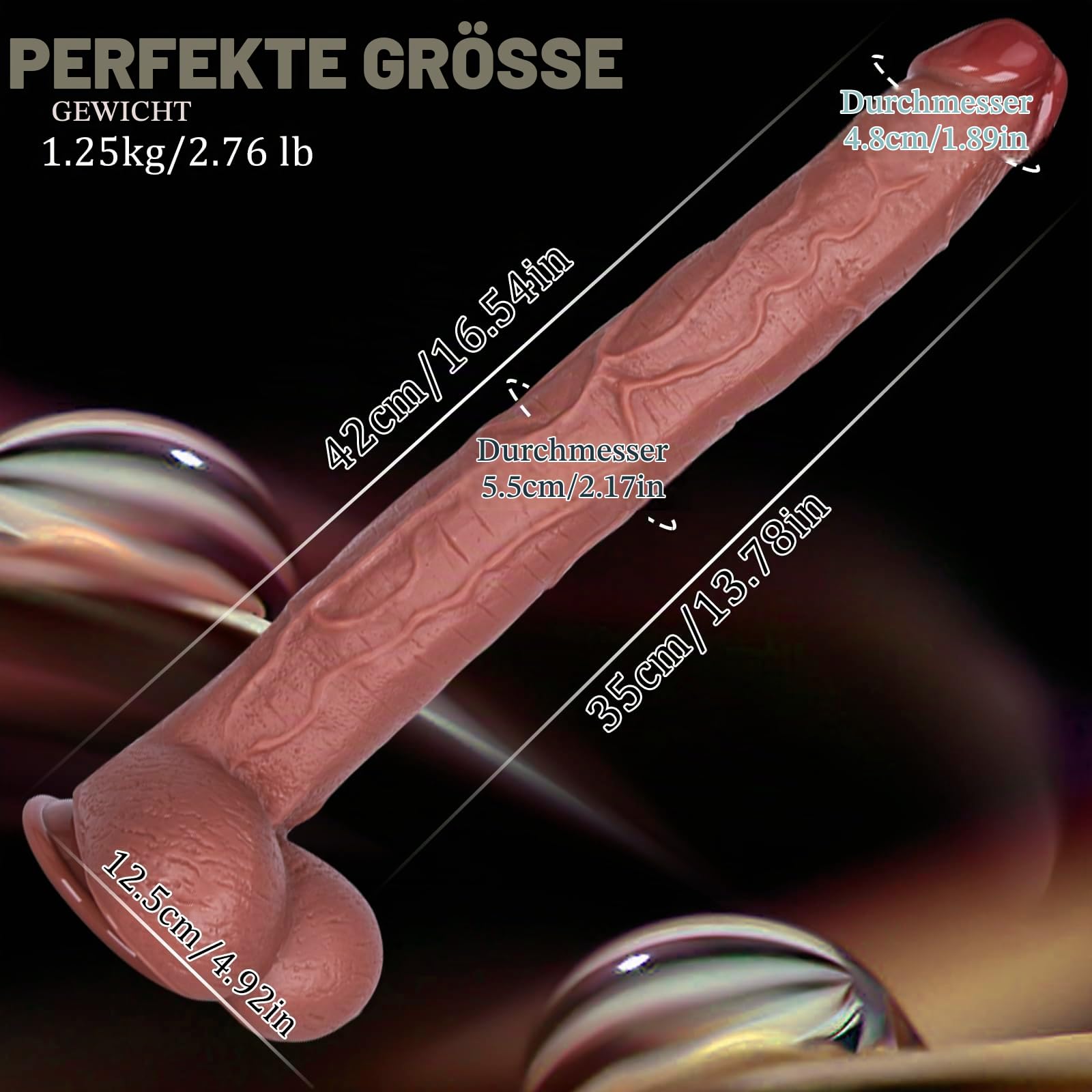 42 cm extra-langer riesiger Dildo, realistischer Silikon-Dildo,dick mit starkem Saugfuß, XXXL riesiger Penis, für Klitoris-, Vaginal- und G-Punkt-Massage,breiter Penis-Stimulator für Männer und Frauen