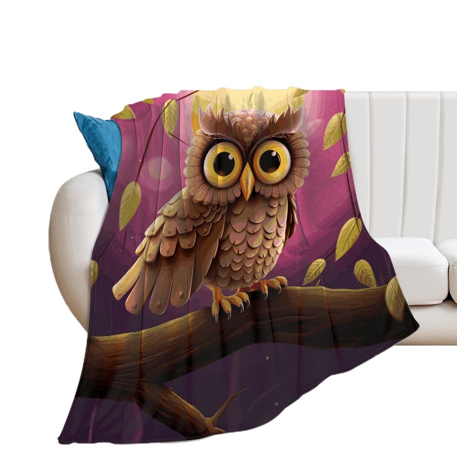 Couverture de luxe en microfibre style chouette pour sublimer votre chambre et salon