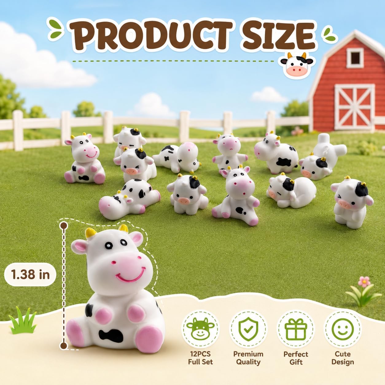 HYSTYLE 12 Pcs Mini Cows Resin Cows Figurines Cow Animals Miniature Figurines Cake Cupcake Toppers Tiny Mini Animals Miniature Figurines for Miniature Landscape Ornaments Fairy Garden Decoration image 2