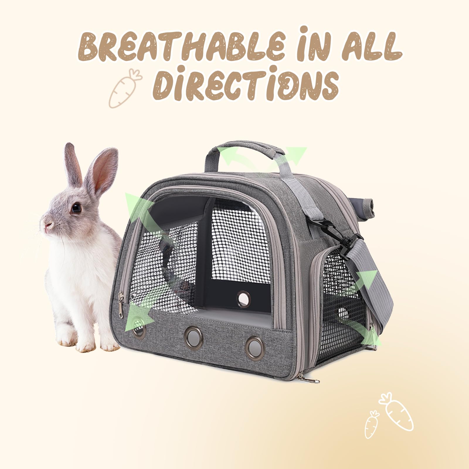 Sac de Transport pour Petits Animaux, 35 * 25 * 23Cm Sac De Voyage pour Animal Domestique,Cage De Transport Portable pour Petit Oiseau,Rats,Cochons d'Inde,Chinchillas,Hamster,hérisso,Gris