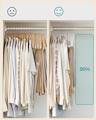 Vista 4 de SONGMICS 30 colgadores para faldas, colgadores de terciopelo de 16.7 pulgadas para pantalones, con clips ajustables, resistentes, antideslizantes
