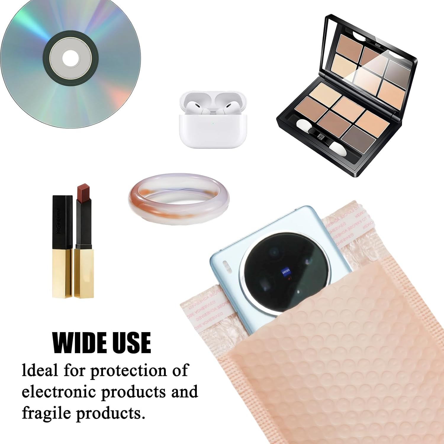 5x7 Inch Self Seal Adhesive Poly Bubble Mailers 10 Pack Light Pink Waterproof Shipping Bags for Mailing Packaging - Image 5