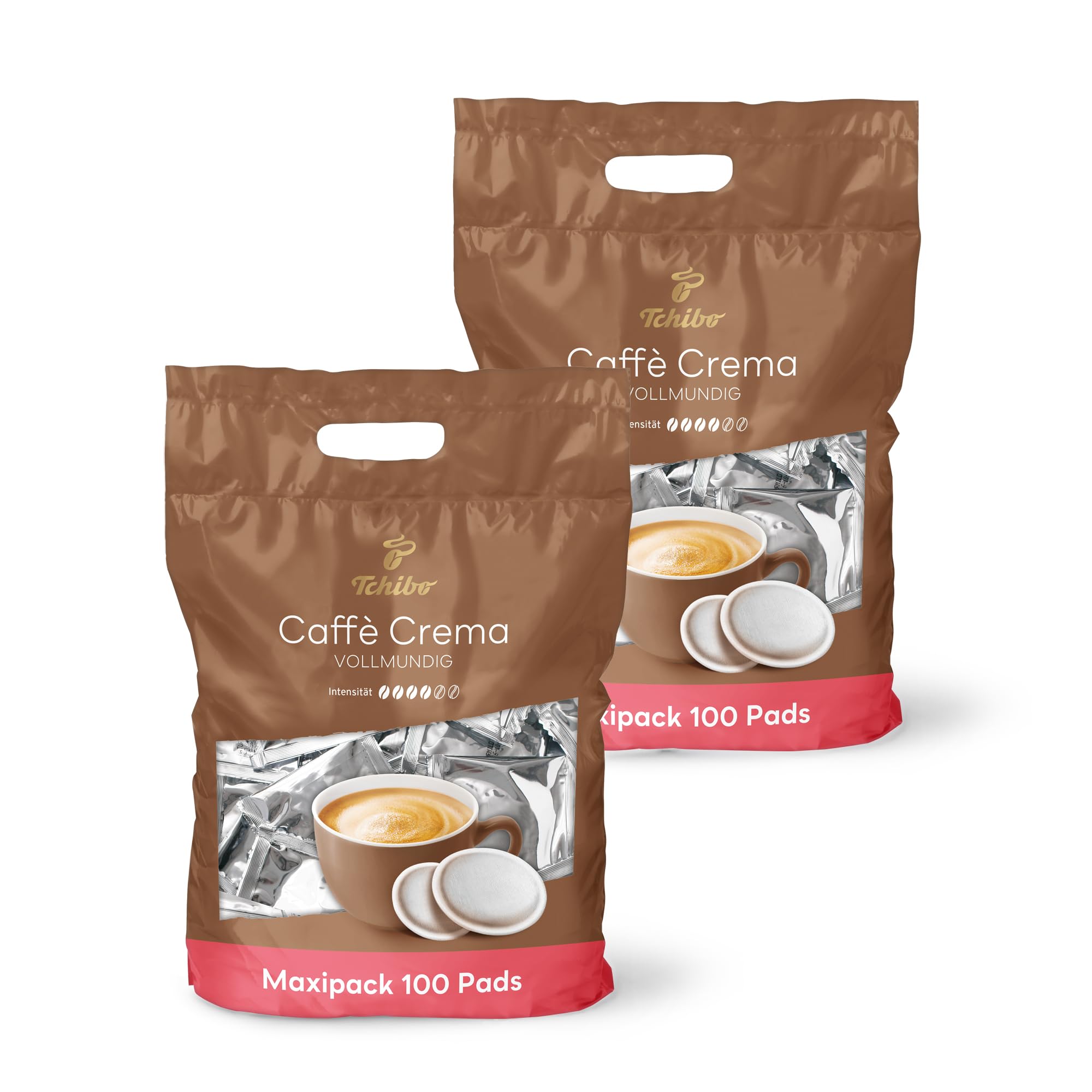 Tchibo Pack de cápsulas de café Maxipack, Caffè Crema con cuerpo, 200 unidades – 2 x 100 almohadillas (café, equilibrado y completo), sostenible, adecuado para máquinas Senseo