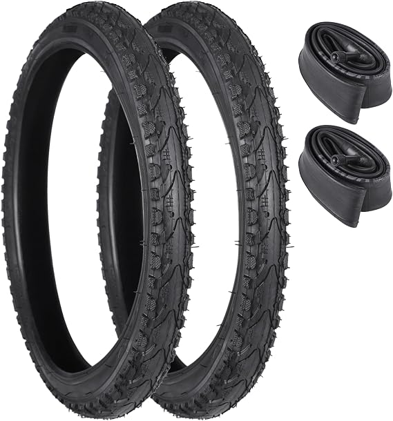 2 Pcs Bike Tires 16x1.75/47-305 with 2 Pcs Bike Tubes 16 X 1.5 - 1.75 AV 32mm Valve, Puncture-Resistant BMX Bicycle Tires, Bike Replacement for Beach Cruiser Mountain Bikes(AK-935)