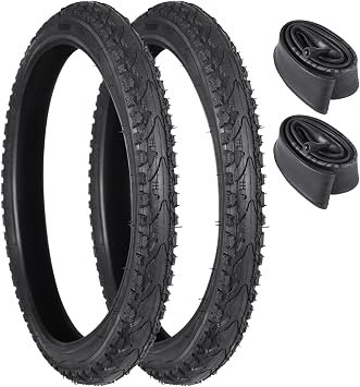 2 Pcs Bike Tires 16x1.75/47-305 with 2 Pcs Bike Tubes 16 X 1.5 - 1.75 AV 32mm Valve, Puncture-Resistant BMX Bicycle Tires, Bike Replacement for Beach Cruiser Mountain BikesAK-935