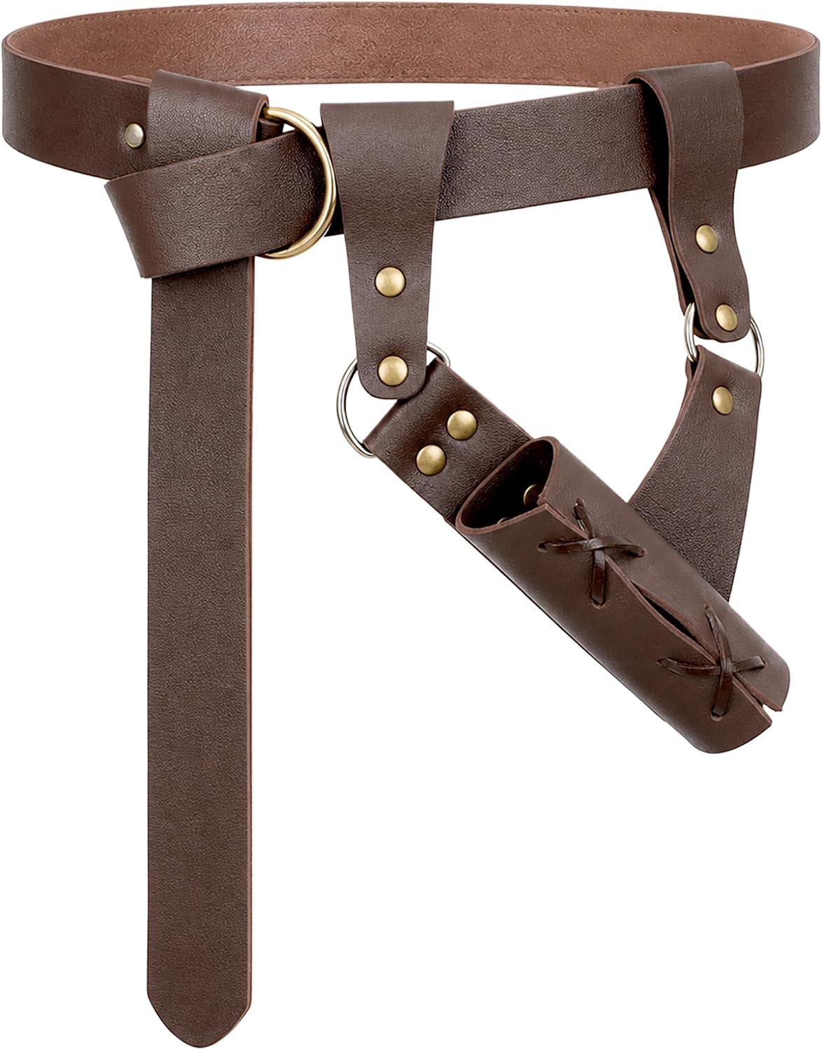 Medieval Belt with Frog Holder Set - Leather Viking Waist Belt