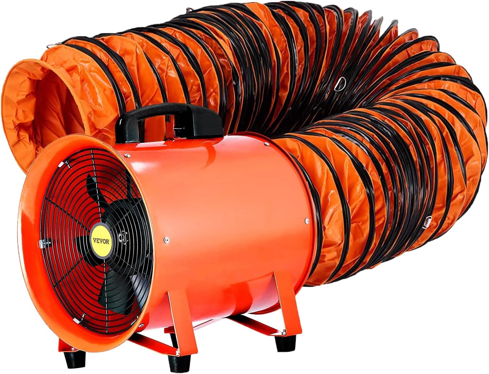 VEVOR Utility Blower/Exhaust Axial Hose Fan, 12 Inches, 3900 m3/h High Velocity Portable Ventilator, Low Noise Extractor Fan Blower with 16 ft / 5 m Duct Hose