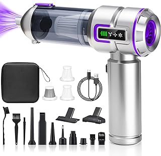 Aspirador de Mano, 27000Pa Aspiradora Sin Cable Potente, Aspirador Coche Portátil con Batería Recargable Dos Filtros HEPA Lavable y Reutilizable 3 Niveles de Succión para Hogar Coche y Mascotas