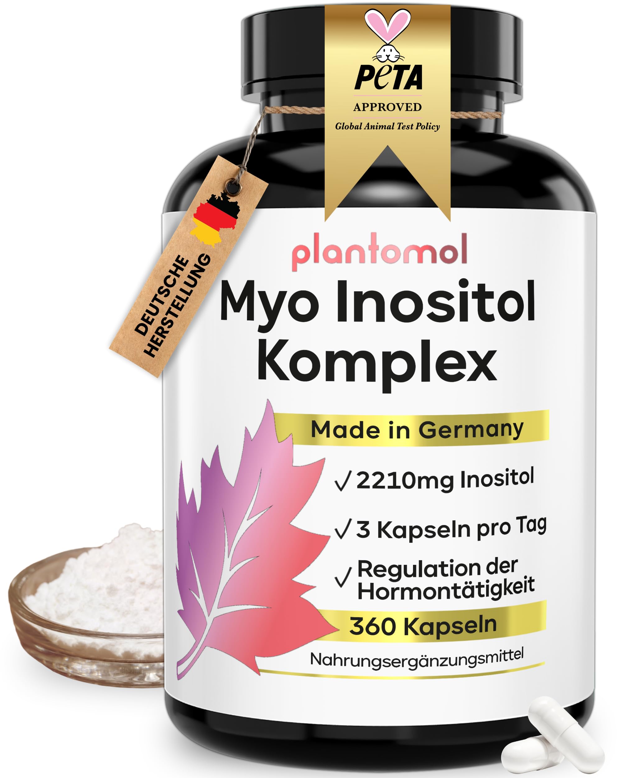 360 Myo-Inositol Kapseln - Hormon Balance Frauen mit Myo Inositol D Chiro Inositol Folsäure Vitamin B6 sowie Chrom für die Blutzucker-Regulation - 4 Monatsvorrat