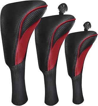 FINGER TEN Golf Club Head Covers for Woods Long Cover Driver Hybrid Fairway, Headcovers with Interchangeable No. Tag Novelty Durable Fit Woods Clubs