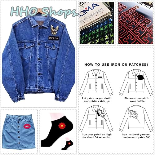 Miniatura 3 de HHO Parche gris perezoso para perro, parches bordados para planchar en ropa de bulldog francés, cachorro, mascota, diseño de dibujos animados,