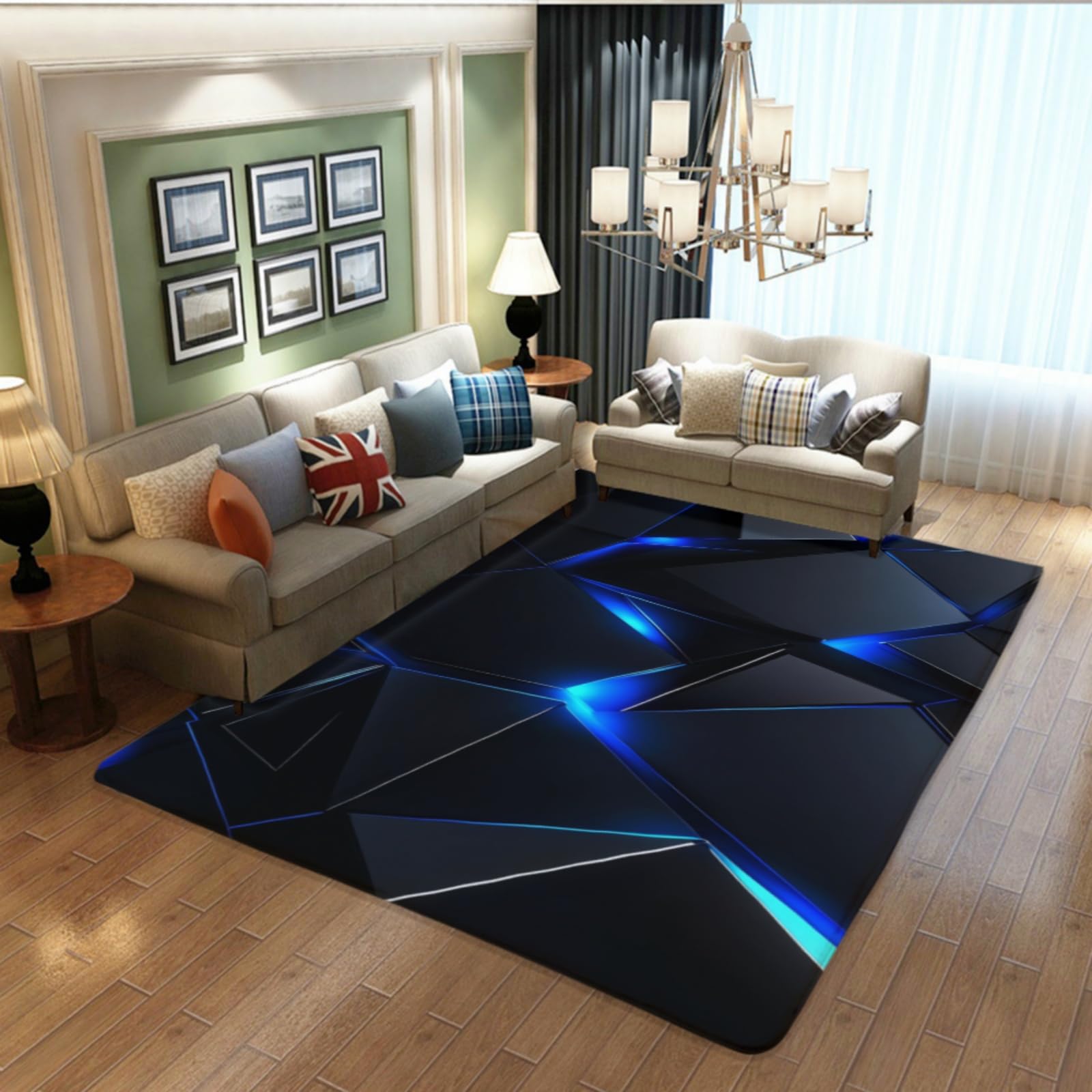 3D Optische Täuschung Gaming Teppich mit Geometrie Design, Anti-Rutsch Kinderzimmer Teppiche Junge, Weicher Bodenbelag für Gaming Zimmer, Spielzimmer & Wohnraum Dekoration, 140x180 cm, Color 4