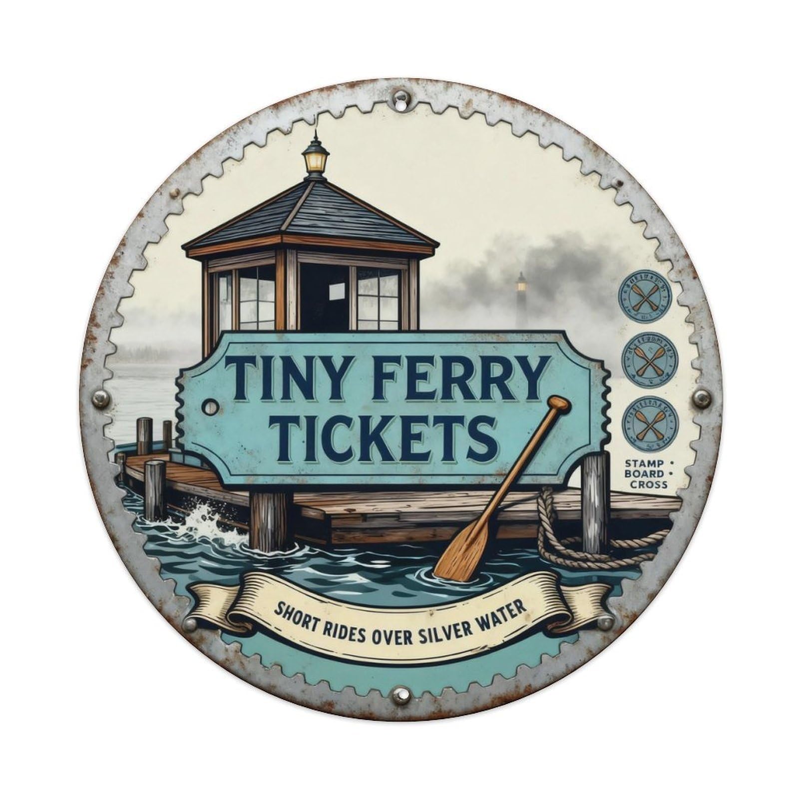 Tiny Ferry Tickets Sign Metal Tin Sign Plaque