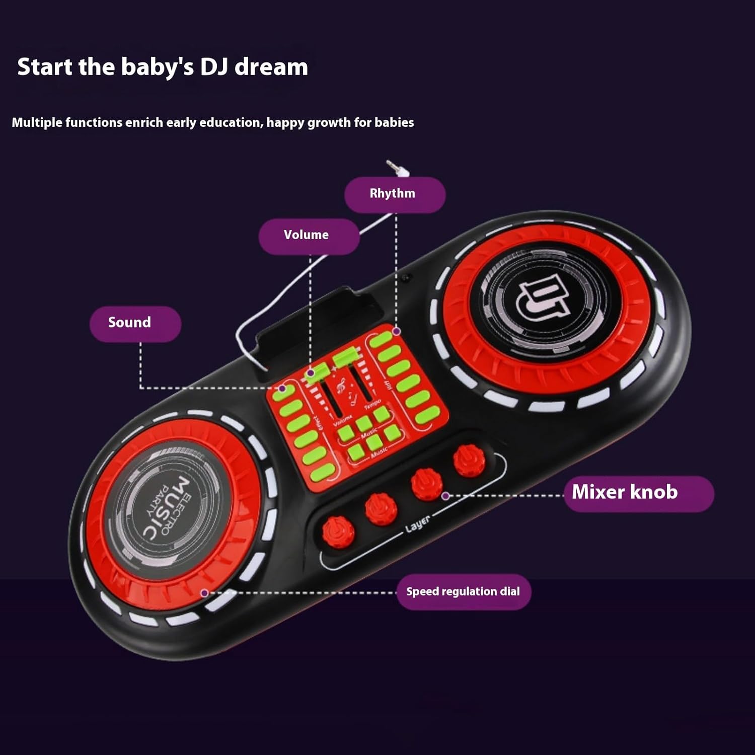 キッズ電子ミキサー機器カラオケマイク内蔵音楽効果とポータブル充電式バッテリーキッズ Dj ミキサー