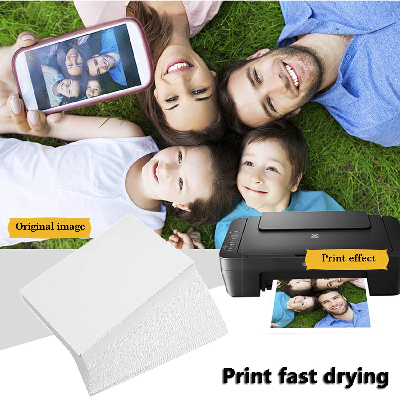 100 hojas de papel fotográfico de alta calidad de alto brillo, 6 x 8 pulgadas, 200 g/m², papel fotográfico blanco profesional impermeable, para impresoras de inyección de tinta