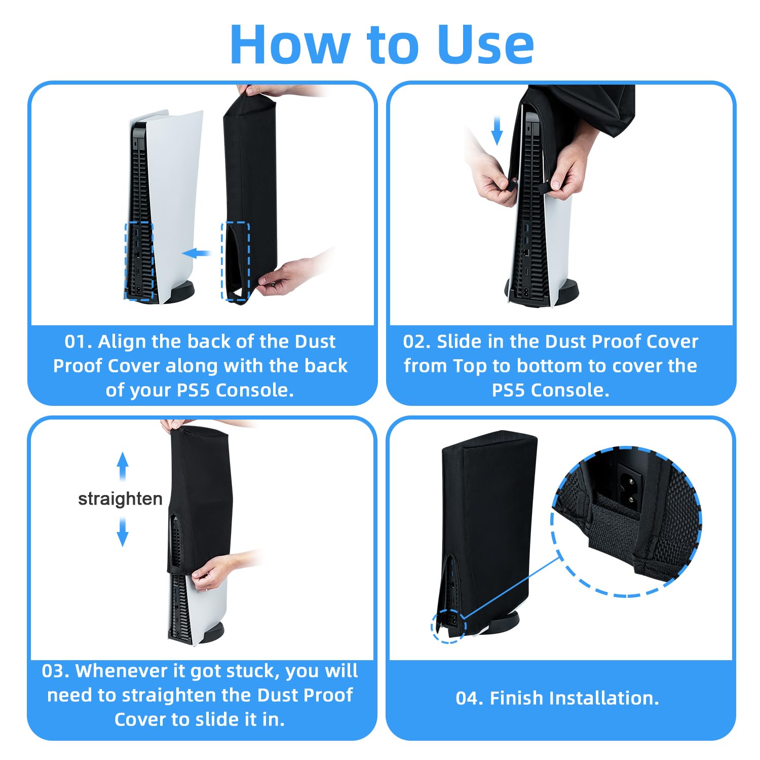 Tolesum Odporny na zarysowania/wodoodporny pokrowiec ochronny do PS5 Digital Edition/Konsole Ultra HD - nie do PS5 Slim/Pro-Black