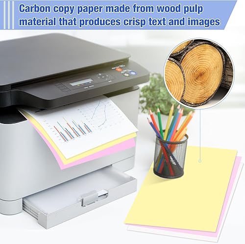 Miniatura 4 de 1000 hojas de papel carbón fino de 8.5 x 11 pulgadas, 3 partes de papel de copia sin carbono pre-recolectado, papel de impresora autocopiador,