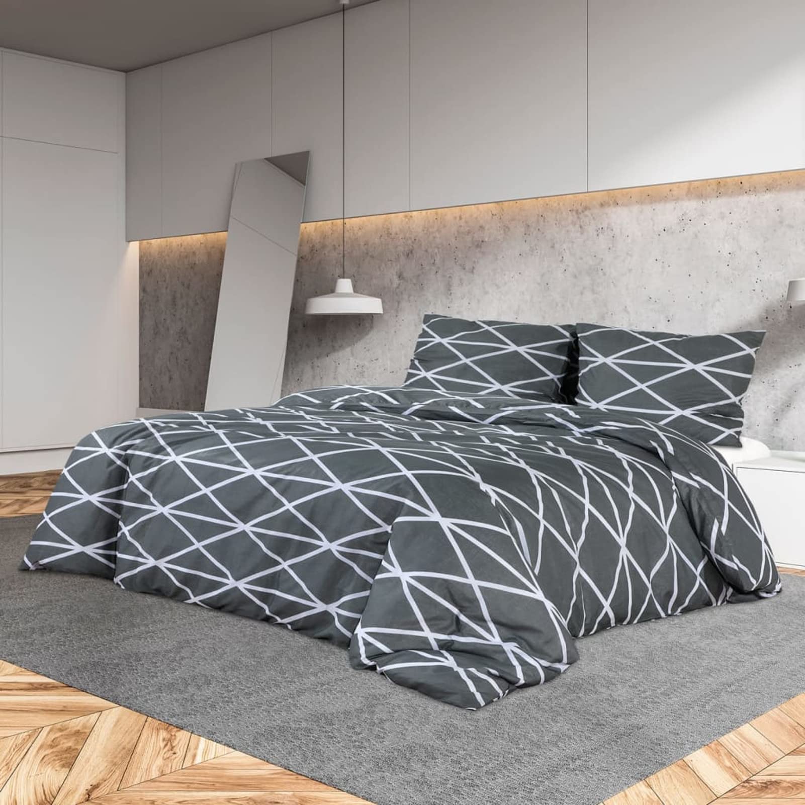 Bawełniany zestaw poszewek na kołdrę, poszwa na kołdrę, komplet pościeli, łóżko Nordic, poszwa na łóżko, komplet pościeli, szary 260x240 cm