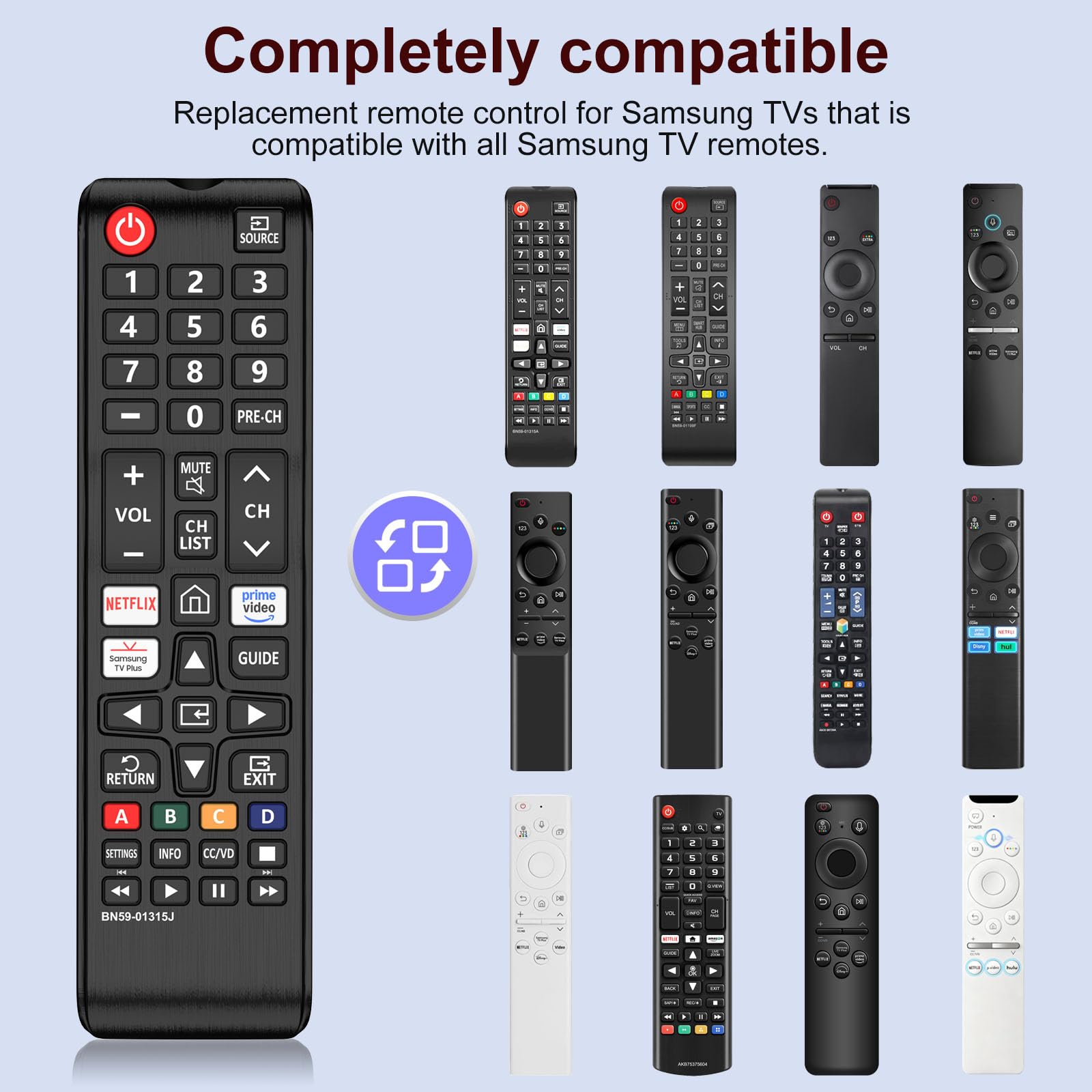 3 Pack for Universal Samsung TV Remote, BN59-01315J Replacement Remote for All Samsung LED LCD HDTV 3D Smart TVs - 2