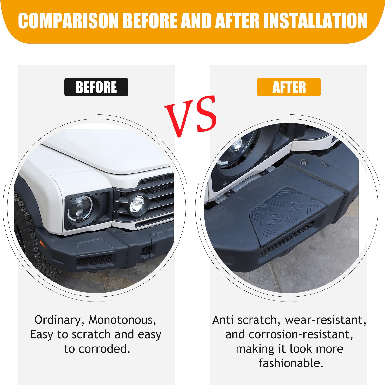 Bekantogy Car Front Bumper Guard Compatible with INEOS Grenadier 2020-2025 Protection Pedal Cover Aluminum Front Bumper Protection Pedal Insert Accessories