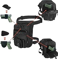 Vista 4 de Bolsa de pierna con doble funda táctica DegeTMVe - Funda para muslo de transporte oculto con pistola para pierna para equipo táctico al aire libre