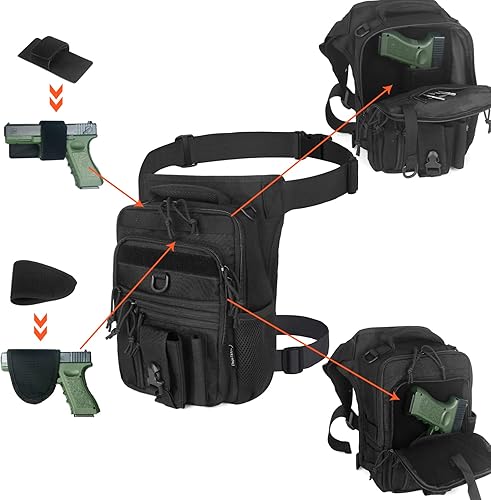 Miniatura 4 de Funda doble para pierna caída, bolsa táctica DegeTMVe para muslo, bolsa oculta para llevar la pierna, bolsa de pistola para andar en bicicleta al